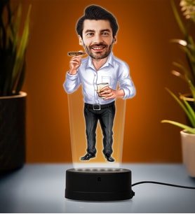 Doğum Günü Hediyesi,Sevgiliye Hediye, Kişiye Özel Fotoğraflı Baba 3 Karikatür 3D Led Lamba (Beyaz)