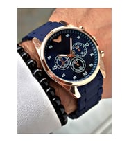 Premium Tasarım Silikon Kordon Exclusive Serisi Metal Kasa Erkek Kol Saati-Bileklik Hediyeli (Çok Renkli)