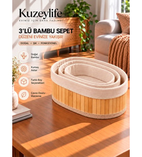 Kuzeylife Bambu Trio Oval 3lü Sepet Seti