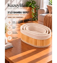 Kuzeylife Bambu Trio Oval 3lü Sepet Seti