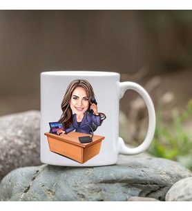 Kişiye Özel Bardak - Karikatür Bardak - Kadın Masa Başı Bardağı
