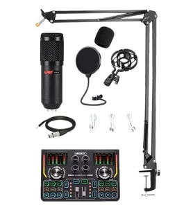 Lastvoice BM800 Titanium V2 Set Efektli Ses Kartı Mikrofon Stand Kayıt Canlı Yayın (PC ve Telefon)