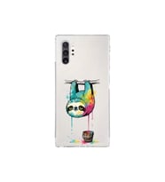 Samsung Galaxy Note 10 Plus ile Uyumlu Splash Tembel Hayvan Tasarımlı Şeffaf Silikon Kılıf