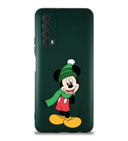 Huawei Y7A Soft Premier Kapak Mickey Mouse-G Tasarımlı Silikon Kılıf - Yeşil (Şeffaf)