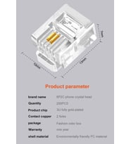 Plus PX-6P2C RJ11 2 Pinli Konnektör, 100'lü Paket 6P2C RJ11 Telefon Jack, Telefon Kablo Ucu, Modem DSL Hat Kablosu Uçlandırma Konnektörü, Şeffaf RJ11 Plug