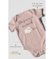 Dayısının Minik Kuzusu Baskılı Bebek Zıbını – Çıtçıtlı Body  %100 Pamuk Kısa Kol (Pastel Pembe)