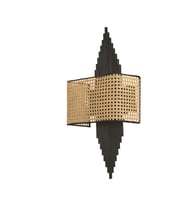 ASLI SİYAH DİKDÖRTGEN RATTAN ABAJURLU APLİK