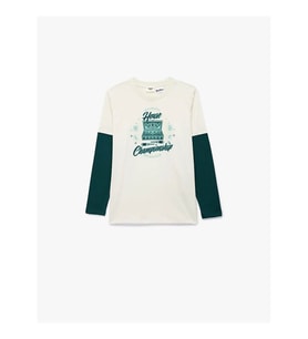 Koton Harry Potter Baskılı Ekru Erkek Çocuk Uzun Kollu T-shirt 6WKB10443TK