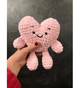 Seni Seviyorum Örgü Kalp Figür Oyuncak (Pudra Pembe)