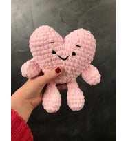 Seni Seviyorum Örgü Kalp Figür Oyuncak (Pudra Pembe)