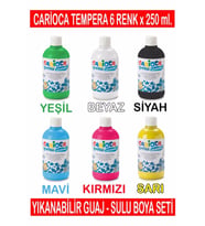Carioca Tempera Yıkanabilir Sulu Boya Seti 6 Renk X 250 Ml.