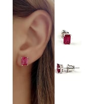 Skydiamond Red creative rubies 925 ayar gümüş baget küpe