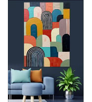 Geometrik Renkli Soyut Desenler Tablosu Dekoratif Kanvas - Mdf Ahşap Tablo