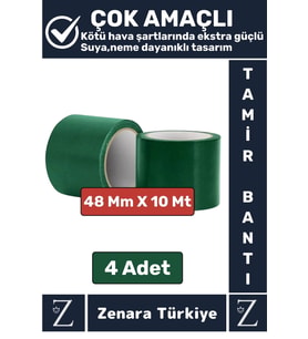 Ultra Güçlü Suya Neme Dayanıklı Çok Amaçlı Onarım Tamir İzolasyon Bantı Yeşil 48 Mmx10 Mt 4 Adet