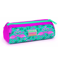 Coral High Pembe-Yeşil Flamingo Baskılı Üç Bölmeli Kalem Çantası -Kız Çocuk