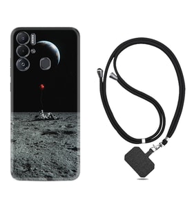 Tecno Pova Neo Kılıf Silikon Boyun Askılı İpli Desenli Silikon Astronoot Red Baloon 1608