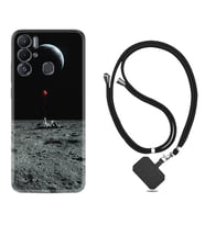 Tecno Pova Neo Kılıf Silikon Boyun Askılı İpli Desenli Silikon Astronoot Red Baloon 1608