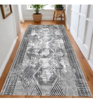 Eliana Home Dijital Baskı Yıkanabilir Kaymaz Taban Salon Halısı Ve Yolluk LN077-FNL351 (Gri)