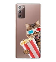 PrintiFy Samsung Galaxy Note 20 ile Uyumlu 1mm Slim Fit Kedi 1 050b Baskılı Şeffaf  Kılıf