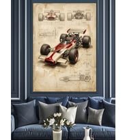Formula 1 Yarış Arabası Planı Dekoratif Kanvas - Mdf Ahşap Tablo