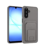 Coverzone Samsung Galaxy A17 ile Uyumlu K?l?f Z-Bikart Kart B�lmeli Standl? Kilif, Deri Dokulu Y�zey, Darbe Emici Kenar Koruma, Arka Kapak Tasar?m? Galaxy A17 kilif Gri