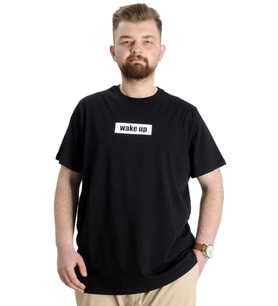Mode XL Büyük Beden Erkek T-shirt KEEP THE GLOW 23149 Siyah