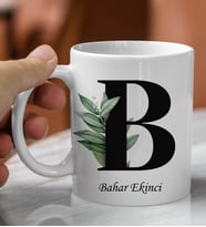 Kişiye Özel Baş Harf Ve İsim Soyisim Tasarımlı Beyaz Kupaa Bardakk