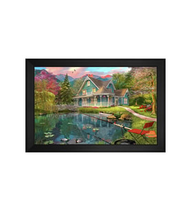 Manzara Temalı Kanvas Tablo 80 x 110 cm Siyah Çerçeve
