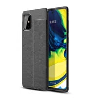 Samsung Galaxy A51 Deri Görünümlü Silikon Siyah