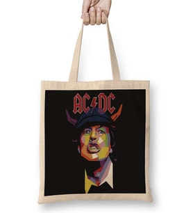 Banda Ac Dc Rock Müzik Grubu Bez Çanta Uzun Saplı