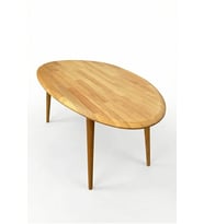 Asimetrik Masif Ahşap Modern İskandinav Tasarım Oval Orta Sehpa (Meşe)