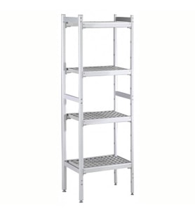 Electrolux Professional Düz Etejer Seti, Aluminyum Ayaklı, 4 Raflı, Her Raf Demonte Polietilen Tabletlerden Oluşur, Tabletler Bulaşık Makinesinde Yıkanabilir - 475x950 Mm, H=1700 Mm BLS950