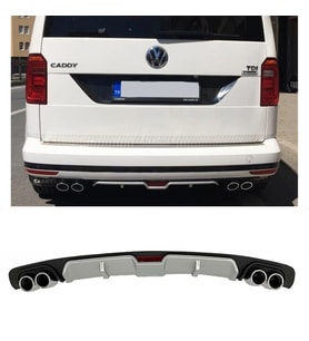 Vw Caddy Gri Difüzör 4 Krom Egzoz Görünümlü Difizör Arka Ek Body Kit
