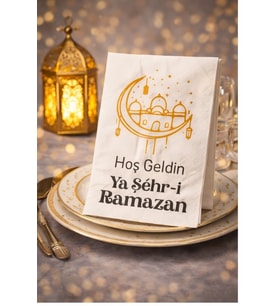 Hoş Geldin Ya Şehr-i Ramazan Gold Yazılı 25Li Peçete