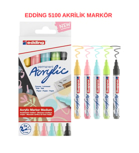 5100 Akrilik Markör Pastel 5’li Set – Yumuşak Tonlar, Çok Yüzeyli Kullanım