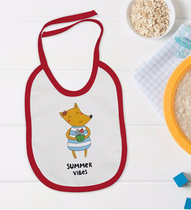 BK Kids Summer Vibes Tasarımlı Kırmızı Bebek Mama Önlüğü-1