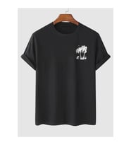 Baskılı Oversize Bisiklet Yaka T-shirt - Siyah