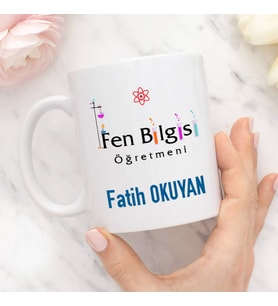 Kişiye Özel Fen Bilgisi Öğretmeni Kupa Bardak HA12 (Beyaz - Beyaz)