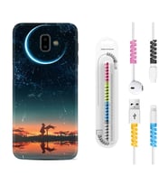 Samsung J6 Plus J7 Prime J7 Pro M20 Kılıf Kablo Koruma Spiral Silikon Ay ve Kız 1720