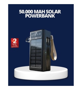 Mey İthalat® Güneş Panelli Powerbank LED Işıklı Taşınabilir Şarj Cihazı