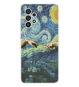 Samsung Galaxy A72 Uyumlu Sanatsal Vintage Desenli Şeffaf Telefon Kılıfı