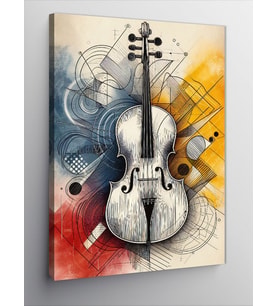 Kanvas Tablo Minimalist Keman Çizimi