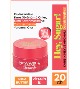 New Well Hey Sugar! Karışık Meyve Aromalı Dudak Peelingi 20gr