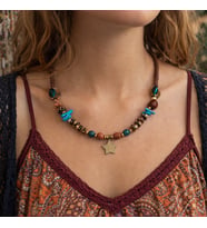 Zenya Boho Otantik Desenli Kadın Kolye – Pirinç & Doğal Taşlı