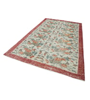 Krem Halı El Dokuma Vintage Eskitme Çiçek Desenli Lüks Salon Halısı Yatak Odası Seçeneği