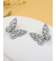 Pırıltılı Zirkon Taşlı Silver Kelebek Küpe