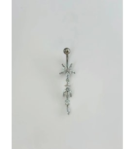 Çiçek Detaylı Sallantılı Göbek Piercing - Pg0106
