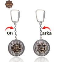 Ayyıldız ve Midyat Hatırası Çift Taraflı Oksitli Gümüş Telkari Anahtarlık 201025168