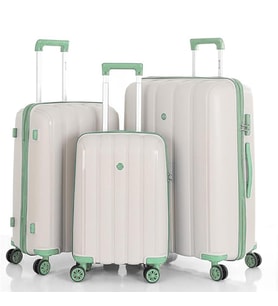 MÇS 3lü Set Kırılmaz Silikon Seyahat Valizi Bavulu V305 Kemik Su Yeşili