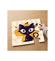 Siyah Kedi - Halloween kedisi Tasarımlı 24 Parça Ahşap Çocuk Puzzle MPK0690